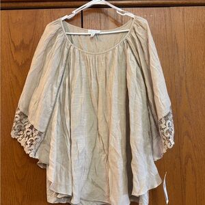 AB Studio Cream Blouse with Lace Sleeves